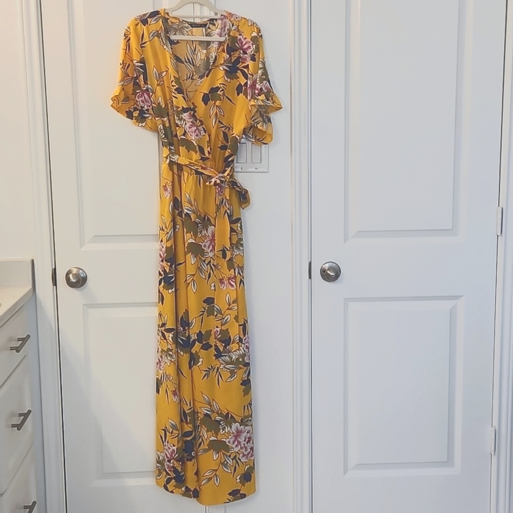 Floral Gold Maxi Dress